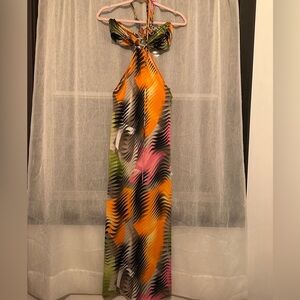 Vibrant Multicolor Halter Maxi Dress